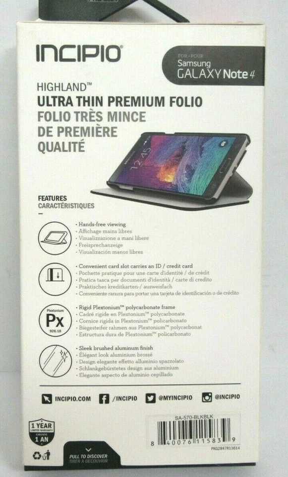 Incipio Highland Thin Premium Folio Case for Samsung Galaxy Note 4 - Black - Image 4 of 4