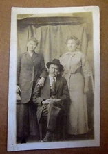 RPPC Old MAN WOMAN Noko Vintage Real Photo Postcard antique USA chair suit dress