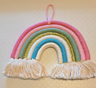 Hanging Yarn Rainbow Wall Décor Home Decor Boho Room NEW