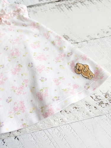 Klassisches Sommerkleid Pooh Größe 12M Vintage Y2K weiß Blumendruck Pooh Band Borte - Bild 4 von 10