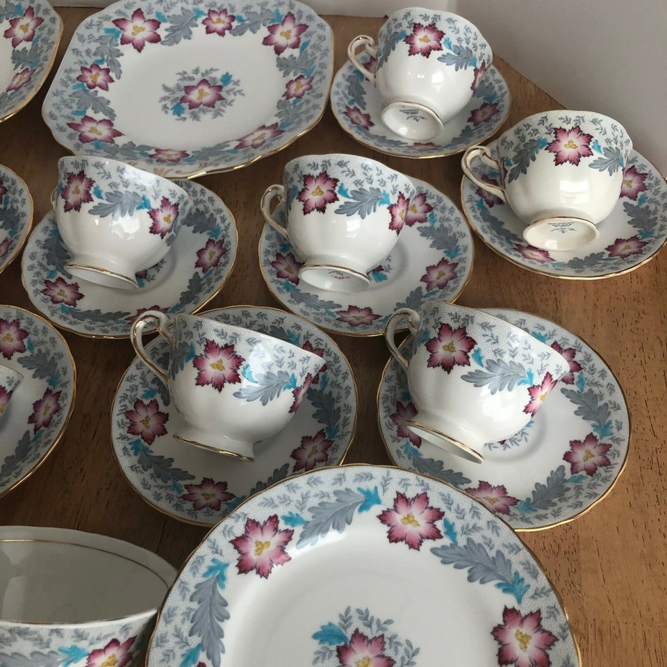 New Chelsea England Fine Bone China teacup/saucer/plate trios Vintage ...