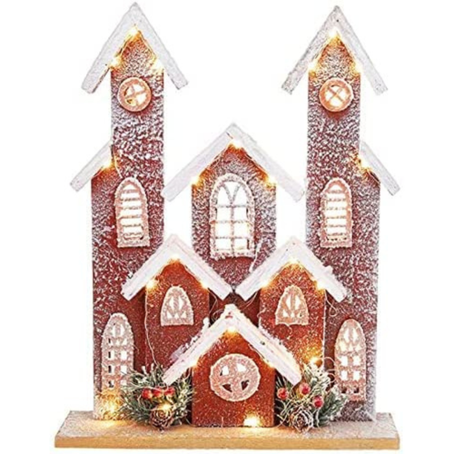 LED Weihnachtshaus Beleuchtung Festliches Dorf Holz Weihnachtsdekoration Ornament