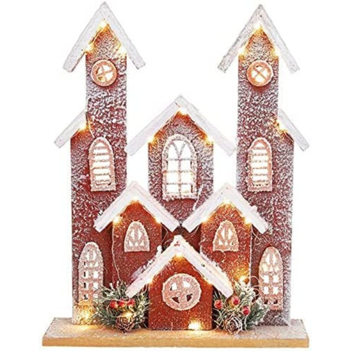 LED Weihnachtshaus Beleuchtung Festliches Dorf Holz Weihnachtsdekoration Ornament - Bild 1 von 4