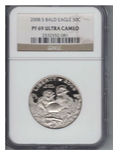 2008 S BALD EAGLE 50C NGC GRADED BY NGC PF69 ULTRA CAMEO CLAD