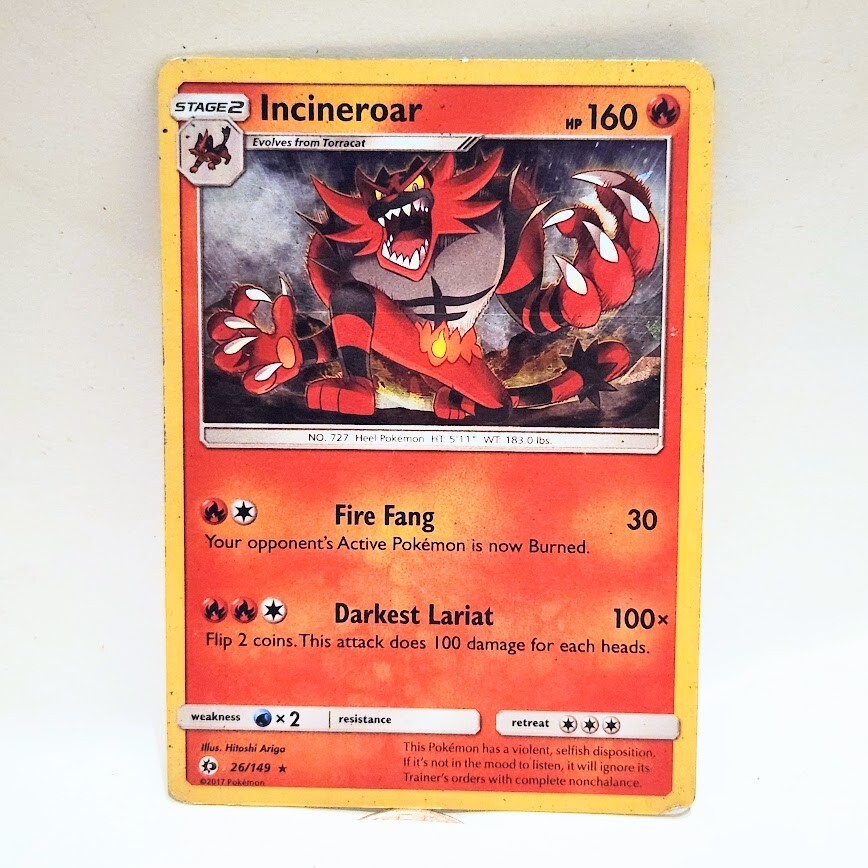 Pokemon Incineroar  26/149 Cracked Ice Sun & MoonRare TCG Stage 2 Card