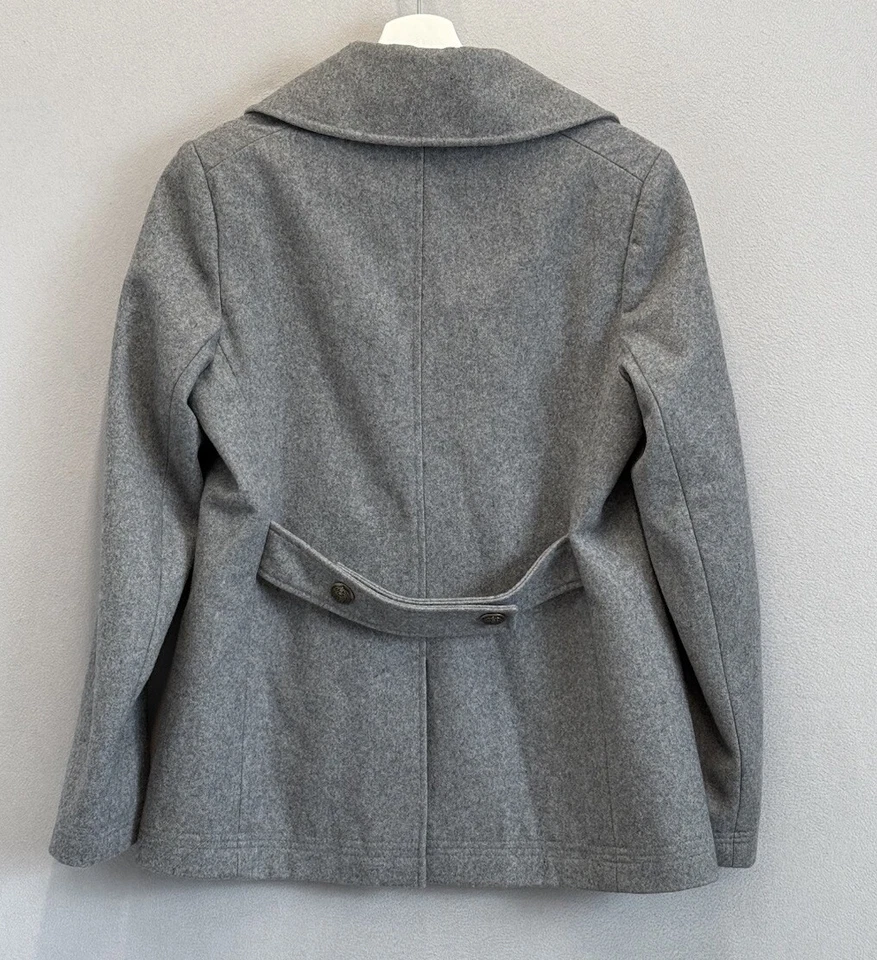 Tommy Hilfiger Mujer Talla 8 Gris Mezcla Lana Chaqueta 3 Botones Guisante Abrigo Foto 3 de 4