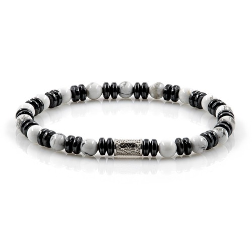 Pulsera de perlas Howlith 6 mm disco de perlas pulsera de plata de ley 925 - Imagen 2 de 16