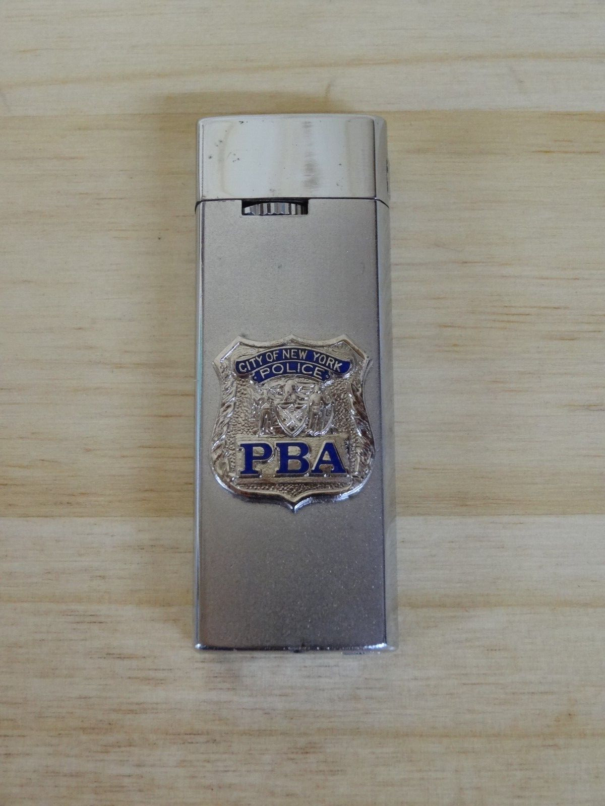 Vintage Barlow Avant Japan NYPD PBA City of New York Police Stainless Lighter