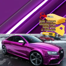 360" x 60" Purple Chrome Mirror Vinyl Film Wrap Sticker Stretchable 30ft x 5ft