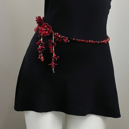 Rose Beads Body Jewelry Adjustable Bridal Party Belt Handmade Craftsmanship - Picture 2 of 8