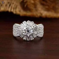 3Ct Round Cut Lab Created Diamond Women's Engagement Ring 14K White Gold Plated
