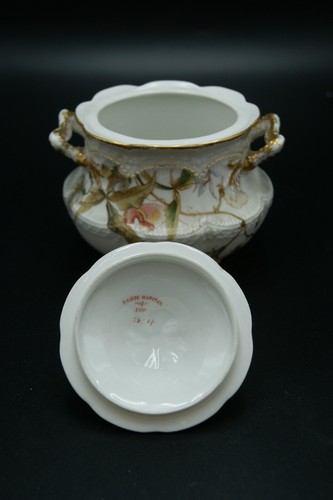 y. 1891 HAVILAND & CO SUGAR BOWL FLORAL SCHLEIGER ? LIMOGES PORCELAIN FRANCE - Picture 5 of 22