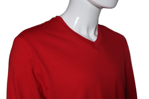 Club Room Men's Red Performance Long-Sleeve V-Neck Cotton T-Shirt Size Large L - Picture 5 of 10
