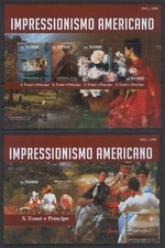Flowers D10 Fine Art Painting W M Chase 2 Shees MNH S T Principe 2015