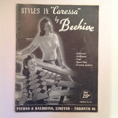 Vtg 1950's Styles in ''Caressa'' by Beehive Series No 55 Patons & Baldwins, Ltd