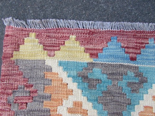 Vintage Traditional Hand Made Oriental Pink Wool Narrow Kilim Runner 300x84cm - Picture 4 of 14