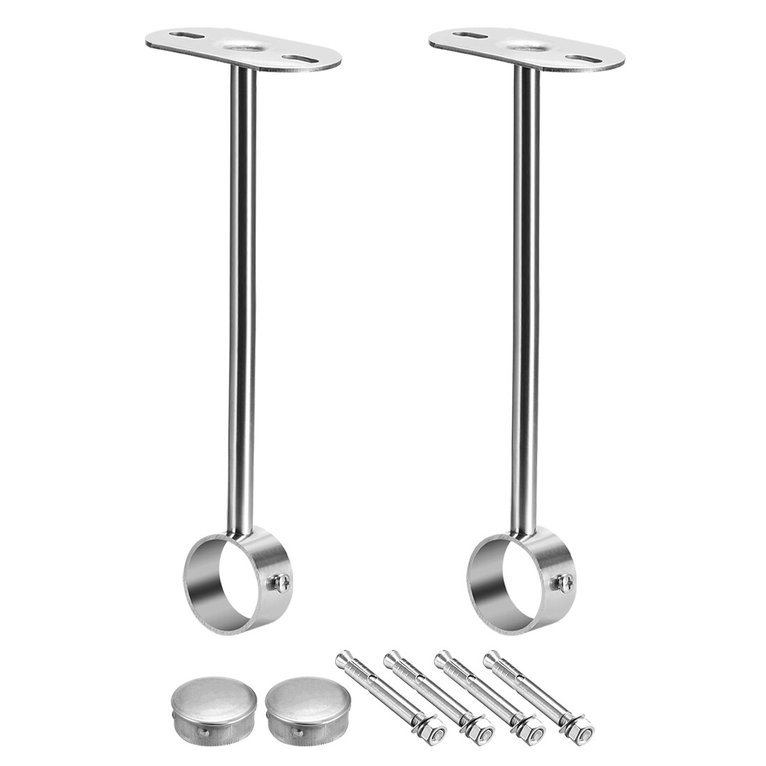 2pcs 32mm Dia 350mm Height Wardrobe Pipe Bracket Curtain Rod Support Holder-image