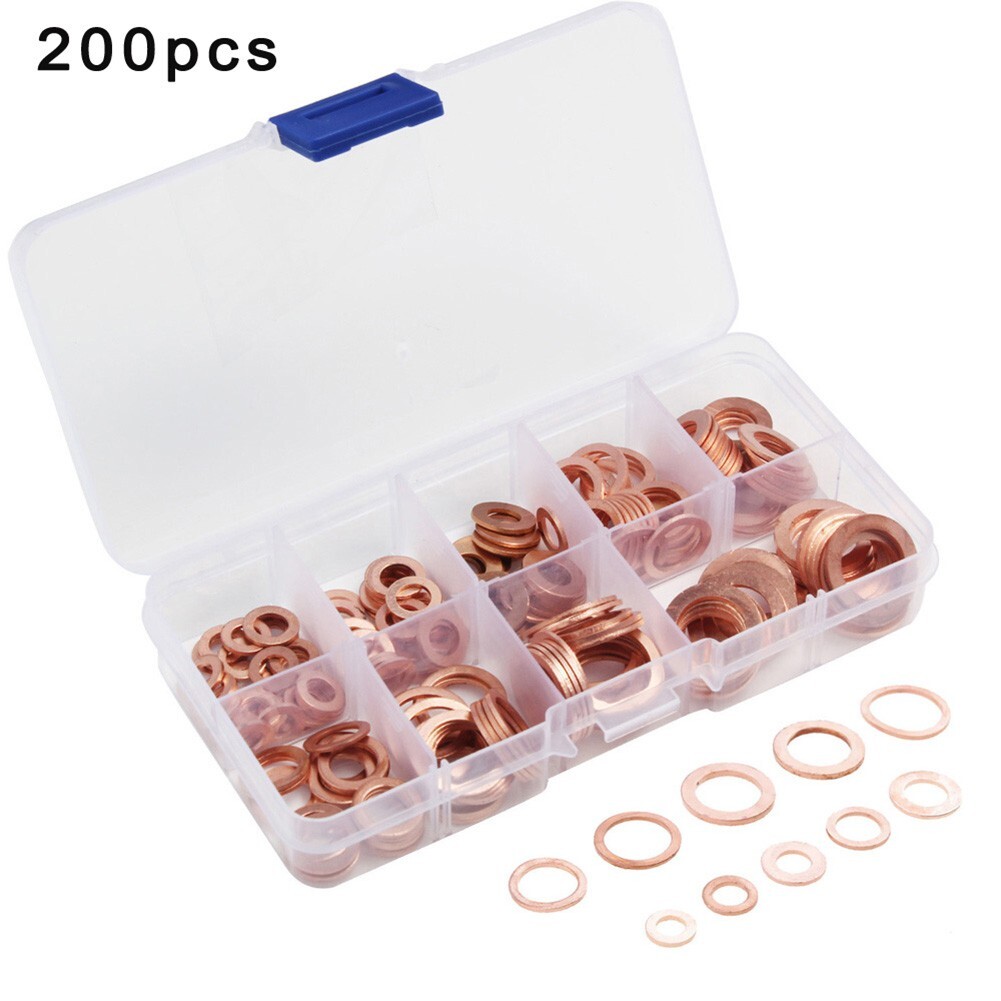 Durable Copper Oil Plug Gasket Seal Rings Assorted Set for Car Drain