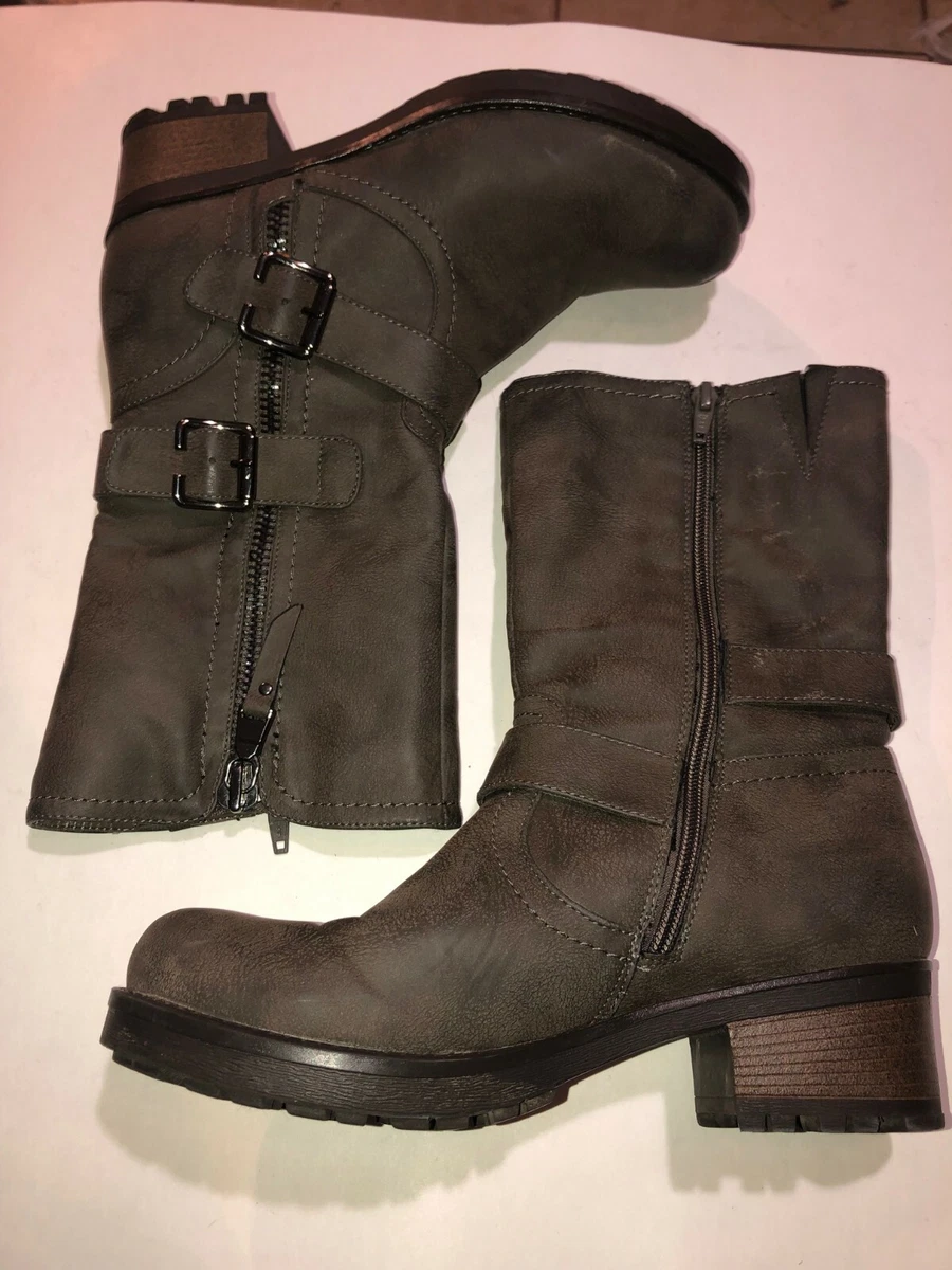White Mountain BIRCH BOOT Women s Biker Look Mid Calf Boots SZ 8