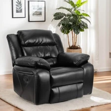 Black Elderly Power Lift Recliner Chair Sofa Faux Leather Single Sofa 