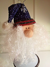 Vintage Sparkle Plush Santa Gnome Ornament Decor New 