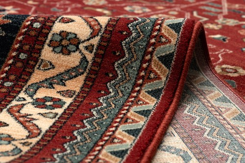 Oriental NATURAL WOOL exclusive Rugs KASHQAI frame claret / black BEST QUALITY - Picture 7 of 10