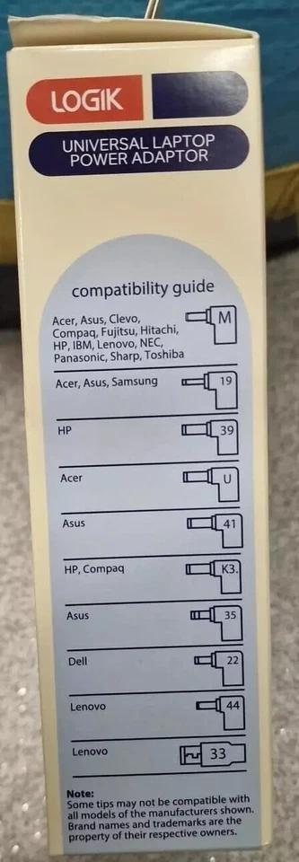 Adaptador de corriente para computadora portátil LOGIK UNIVERSAL LNP90W24 19V 4.74A 90W para HP Dell Lenovo Foto 3 de 4