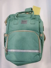 Heaton diaper bag with baby crib. Color Teal.