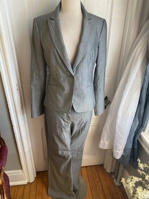 EXPRESS DESIGN STUDIO GRAY STRIPED PANTSUIT WITH JACKET SIZE 8 PANT SIZE6-NWOT!!
