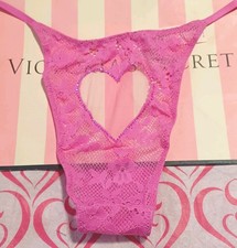 Victoria's Secret DREAM ANGELS Lace Rhinestone Heart Brazilian Panty PINK Medium