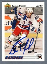 Bernie Nicholls Signed 1991-92 Upper Deck #356 LSCM COA New York Rangers