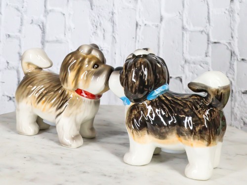 Animated Puppy Dog Shih Tzu Kitchen Salt And Pepper Shakers Ceramic Figurine Set - 第 10/10 張圖片