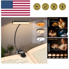 Rechargeable Book Light with 19 LEDs: 3 Colors & 5 Brightness Levels for Reading
