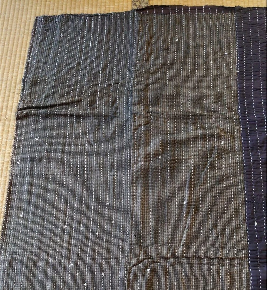 Funda Futón Boro Índigo Japonés Vintage Sashiko Rayas Algodón Textil 63x61 pulgadas Foto 3 de 4