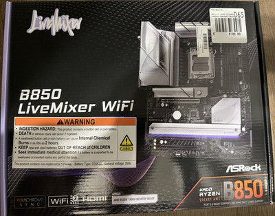 ASRock B850 LiveMixer WiFi ATX Motherboard AM5 DDR5 HDMI PCIe M.2 Gaming