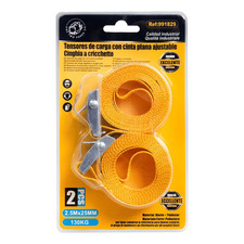 Spanngurt Set 2tlg 2,5m x 25mm &ndash; 130kg &ndash; Gep&auml;ckgurt mit Klemmschloss &ndash; Polyes...