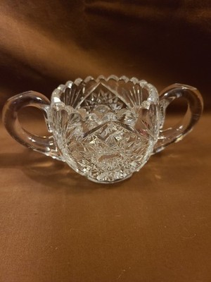 Vintage American Brilliant Period (ABP) cut Lead Crystal Open Sugar Bowl,