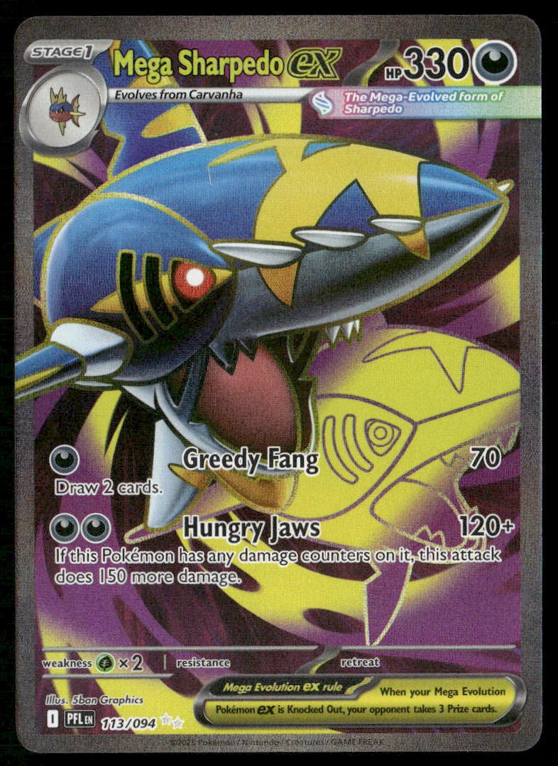 MEGA SHARPEDO EX 113/094 ULTRA RARE PHANTASMAL FLAMES POKEMON HOLO NM