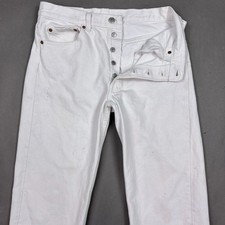 Vintage Levis 501 Jeans Men 30x30 White 90s Made USA Button Fly Pants Tag32x30 