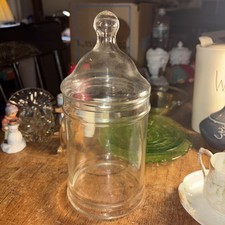 Vintage Clear, Glass Apothecary Jar/Candy Measures 9 Inches Tall