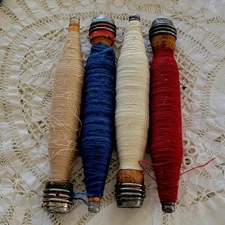 Vintage Wooden Thread Industrial Spools Lot Of 4 