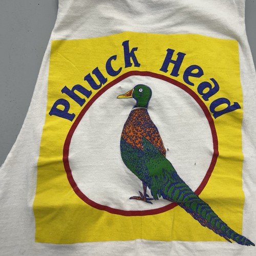 Vintage 80s Duck Head Parody Tank Top Pheasant Duck Cut Off Tee Mens Medium - Picture 3 of 11