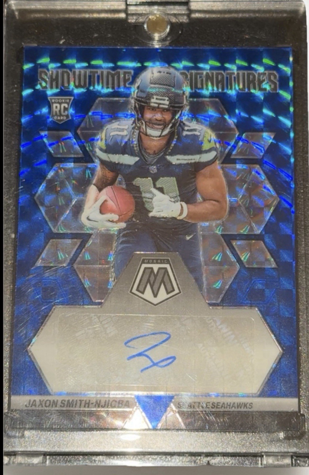 2023 Panini Mosaic Showtime Signatures Jaxon Smith-Njigba #SS-JSN Blue Prizm /75
