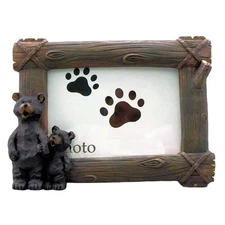 Black Bear and Cub Tabletop Picture Frame, 5"L x 3.5"W, Resin
