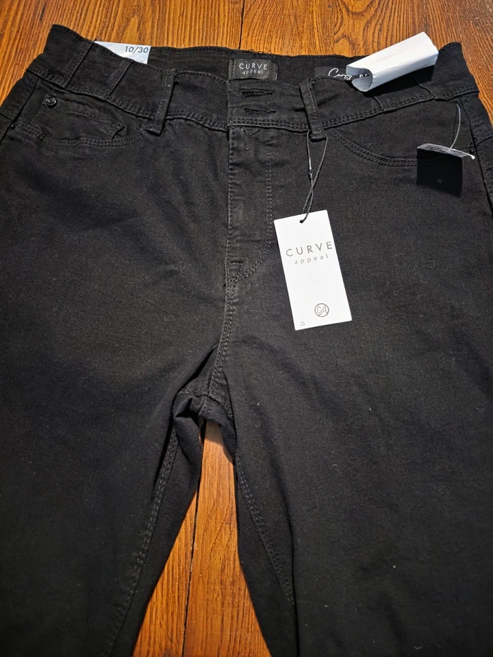 NWT Curve Appeal Jeans Wide Leg High Rise Y2K 90s Minimalist Comfort Blue 10/30 - Image 2 of 4