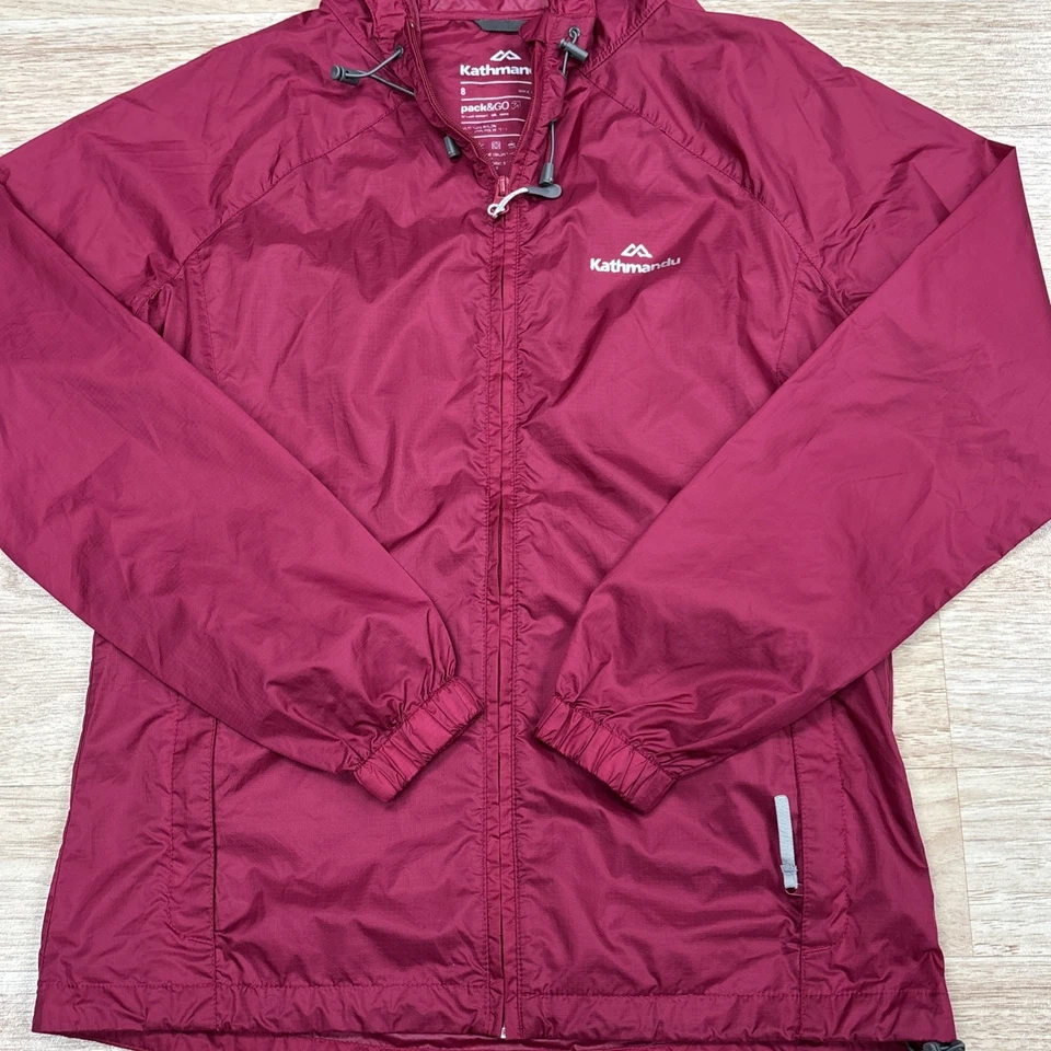 Kathmandu Women’s Rain Jacket Red/pink Lightweight Pack&Go Size 8 - Image 2 of 4