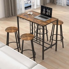5-Piece Dining Table Set 4 Multifunctional 39.5" x 23.5" Bar Table W/ Glass