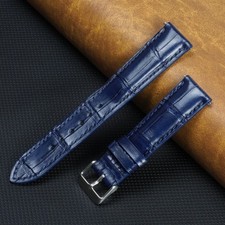 18mm 20mm 22mm Blue Crocodile Leather Watch Band Men Real Crocodile Watch Strap