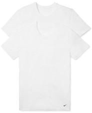 Nike Men’s Dri-Fit Cotton Stretch Slim Crew T-Shirts White 2 Pack Size L NEW $55