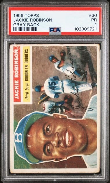 1956 Topps # 30 JACKIE ROBINSON - PSA 1 - GRAY BACK HOF BROOKLYN DODGERS